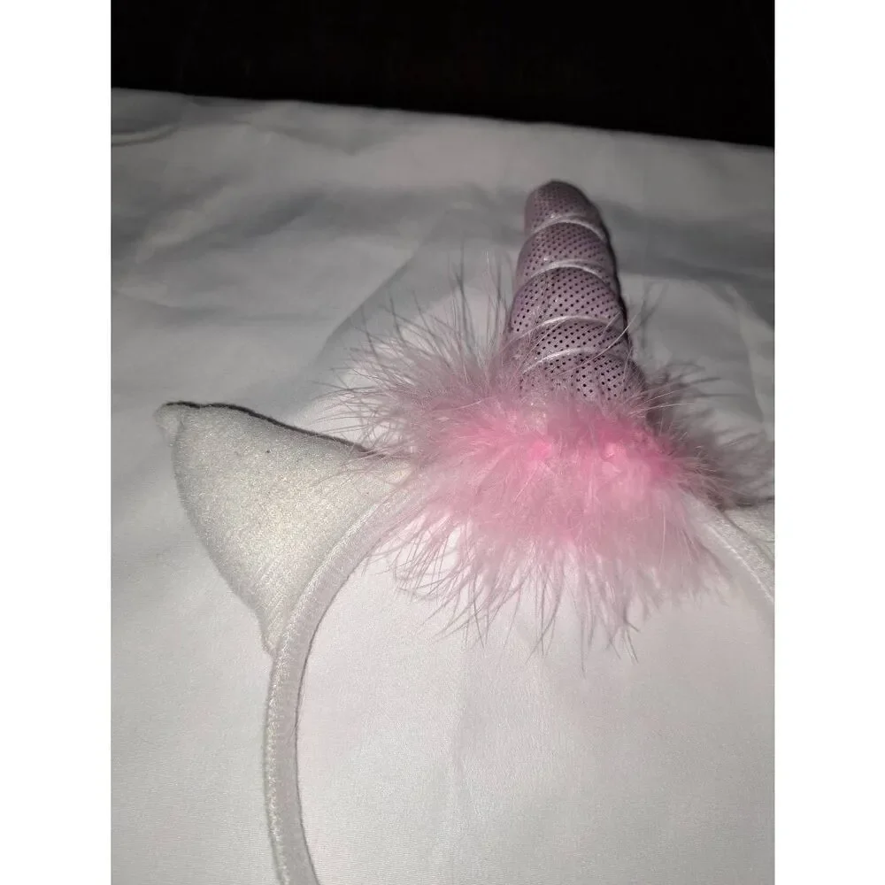 Unicorn Headband Pink White Silver and Feather Costume Dress Up Cosplay Casual